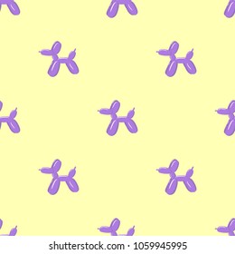 Classic balloon dog. Vector seamless pattern of cute cartoon bubble animal isolated on white background. Design element for wrapping, card, t-shirt print, invitation, accessories