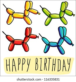 Classic balloon dog vector set. Can use for Birthday invitation