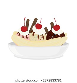 Classic Banana Split Illustration Logo