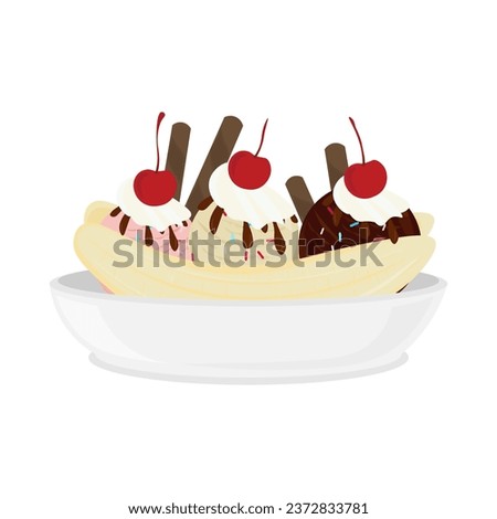 Classic Banana Split Illustration Logo
