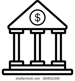 classic bank building flat vector icon.