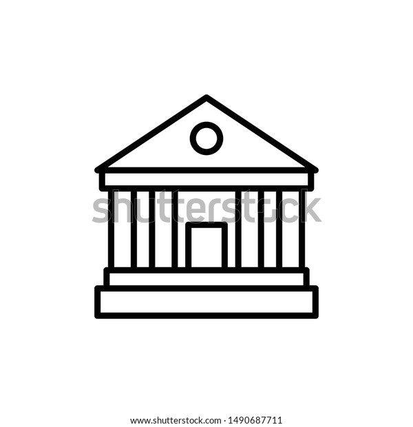 Classic Bank Building Icon Outline Stock Vector (Royalty Free ...