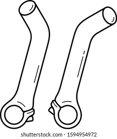 Classic bar ends. Bicycle part. Vector outline icon.