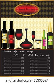 Classic bar menu. Winery menu project