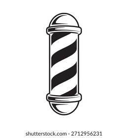 Un diseño clásico de poste de barbero con audaces rayas en espiral en blanco y negro