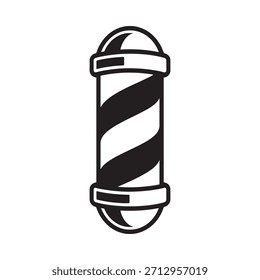 Diseño clásico de poste de barbero con rayas en espiral en blanco y negro como un icono vintage