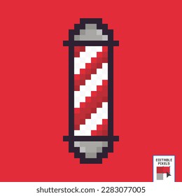 Classic barber shop pole pixel art. 8 bit.