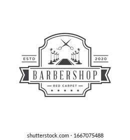 Classic Barbershop Creative badge logo design.