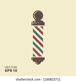 Classic barbershop Pole flat icon with scuffed effect in a separate layer Vector liiustration