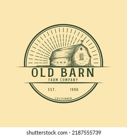 Classic barn logo with hand drawn style for brand, sign and symbol, logo, identity