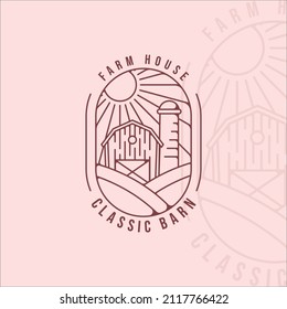 klassische Stall Logo Linie Kunst einfache minimalistische Vektorgrafik Vorlage Symbol Grafik Design. Bauernhof- und Viehzeichen und Symbol für den Berufslandwirt mit Abzeichen und Typografie