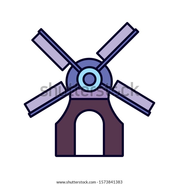 Classic Barn Windmill Icon On White Stock Vector Royalty Free