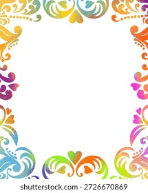 Borde barroco clásico coloreado ornamental. Ilustración vectorial de grabado de rollo de remolino. Dibujo a mano Marco con rizos No AI