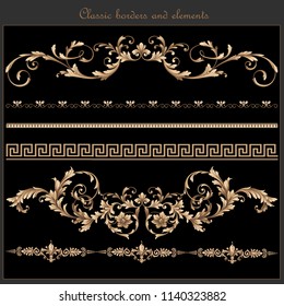 classic baroque borders and elements. traditional vintage borders and elements for invitation cards, art , brochure