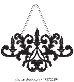 Klassischer barocker Kronleuchter auf weißem Hintergrund. Luxuriöses Dekor Accessoire Design. Vektorgrafik