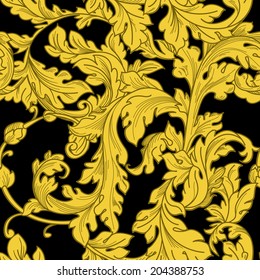 Classic baroque floral seamless pattern.