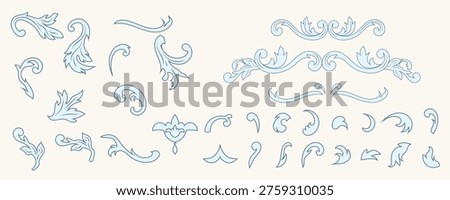 Classic baroque scroll elements and elegant floral flourishes collection