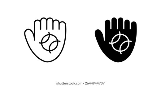 Classic baseball glove icon set for sports, games, and athletic activities. Perfect for recreation, team sports, and hobby themes.