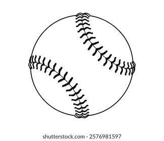 Classic baseball graphic. Black and white line art