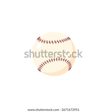 a classic baseball, minimalist vector, two-color design of off-white and soft red for the stitching, simple circular shape, minimal detail, isolated on a solid white background