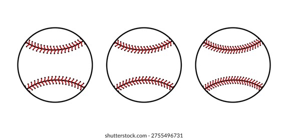 Classic baseball with red stitching and detailed lace seams. Perfect softball icon for sports team logos, athletic equipment graphics, and game day designs.