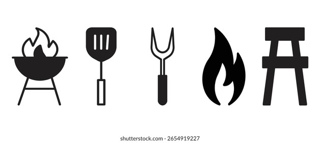 Classic BBQ Icon Set , gefüllte Icon-Set des klassischen Grills , Grill-Icon . Vektorgrafik .