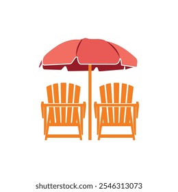 The Classic Beach chair and Umbrella logo design illustration