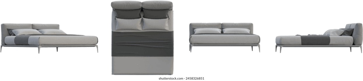 Classic bed Interior decoration set in 3d rendering