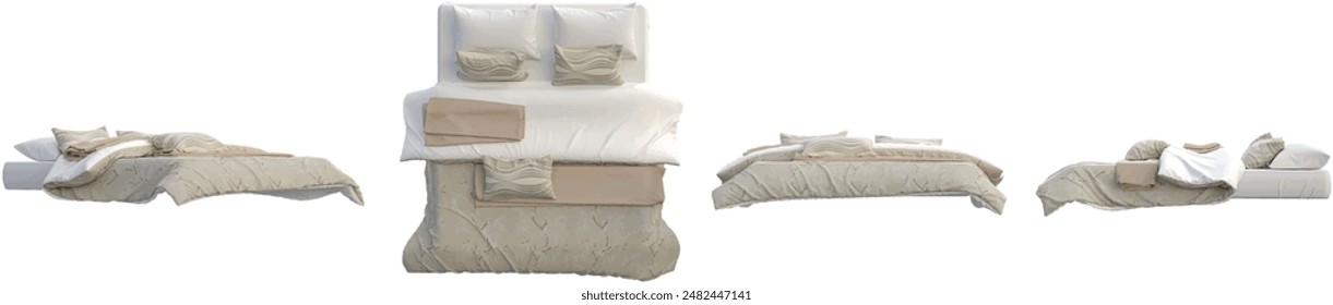 Classic bed Interior decoration set in 3d rendering