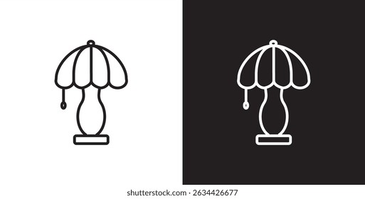 Classic bedside lamps icon, Sitting lamps, Table room lamps icon vector in transparent and black background. 