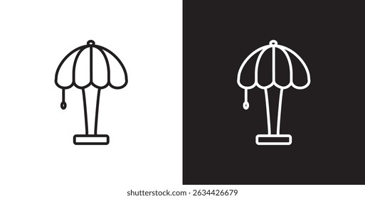 Classic bedside lamps icon, Sitting lamps, Table room lamps icon vector in transparent and black background. 