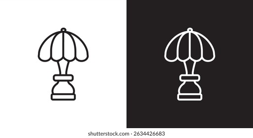 Icono clásico de las lámparas de noche, lámparas de asiento, Vector del icono de las lámparas de la sala de mesa en fondo transparente y negro. 