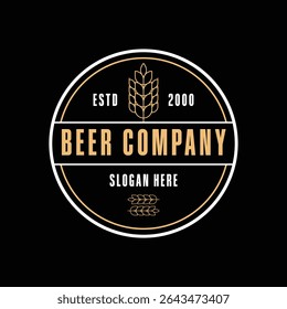 Klassieke Bier Bedrijf Logo Design Concept Vintage Retro Label Circle
