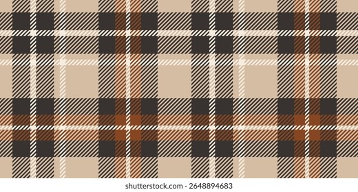 Classic Beige and Black Plaid Pattern with Brown Accents in a Seamless Checkered Design for Textiles, Fashion, and Rustic Decorative Backgrounds