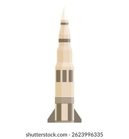 Classic beige and brown rocket depicted in a flat design style, isolated on a white backdrop