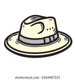 Classic beige cowboy hat illustration featuring a wide brim and subtle band detail. Perfect for Western-themed designs, outdoor vibes, or rustic decor projects. High-quality and versatile image.