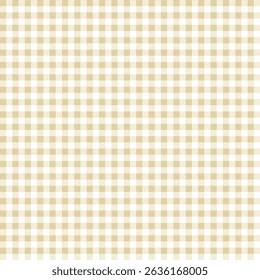 Classic beige and white gingham checkered pattern, ideal for textile designs, rustic decor, crafts, and fabric mockups.
