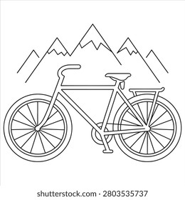Classic bicycle against a mountain range backdrop
