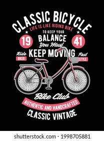 Classic Bicycle Classic Vintage - mountain biking outdoor sport vintage t-shirt design, and poster -  Print for T-shirt in a retro-style - American downhill championship. badge, poster, flyer, t-shirt