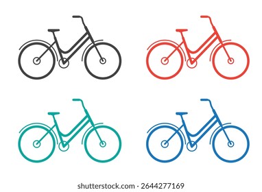 bicicleta clássica mulher design ícone set 
