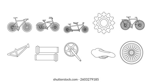 Classic bicycles outline vector set illustration