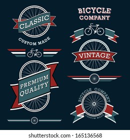 Classic Bicycles Vector Label Collection Dark Edition
