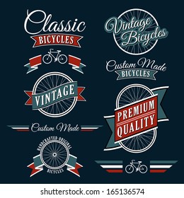 Classic Bicycles Vector Label Collection Dark Edition