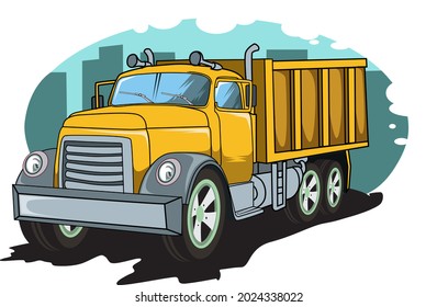 classic big truck hand drawing illustration