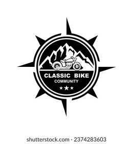 classic bike logo vector icon illustration design. logo for motorcycle club, badge and brand company