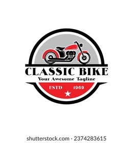 classic bike logo vector icon illustration design. logo for motorcycle club, badge and brand company