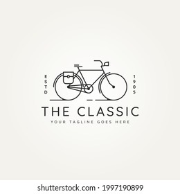 Classic Bike Postman Minimalist Line Art Icon Logo Template Vector Illustration Design. Simple Vintage Bicycle, Cycle, Vehicles Logo Concept Inspiration