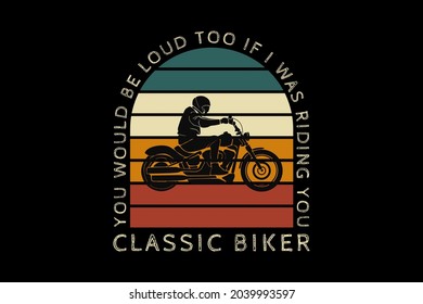 Classic biker, design silhouette retro style