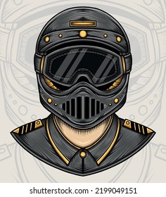 Classic Biker Illustration. Premium vector