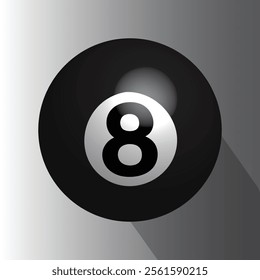 Classic billiards 3D 8-Ball Shadow Art.A high-quality illustration of the iconic black 8-ball,central to billiards and pool games.This image is perfect for branding or themes related to sports,game .